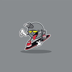 surfing time bomb funny character logo