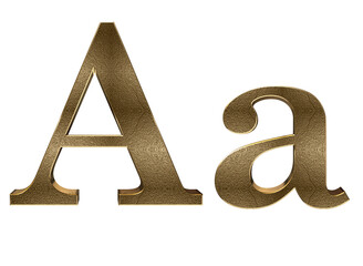 3d render Gold lowercase And uppercase Letters