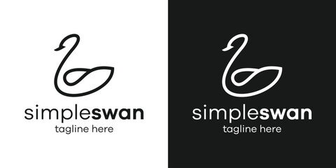 Obraz premium logo design creative line swan icon vector illustration