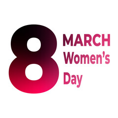 Banner or greeting postcard 8 march women's day white background gradient inscription. Vector illustration