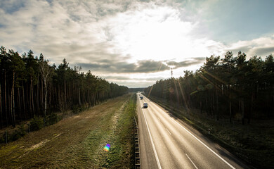 droga, autostrada, niebo, krajobraz