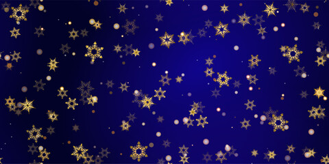 Gold snowflakes holiday seamless pattern.