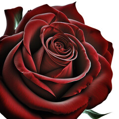 Red rose isolated on transparent background, close up. PNG, Generative AI