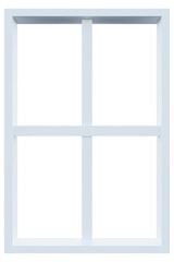 3d rendering of vertical white rectangle window frame.