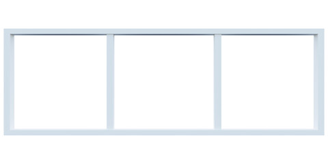 3d rendering of long white rectangle window frame.