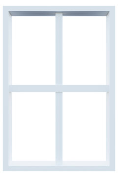 3d rendering of vertical white rectangle window frame.