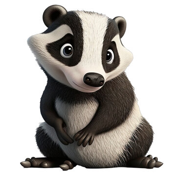 Cute Animation Cartoon Character Animal Badger Design Elements Isolated on Transparent Background: Clear Alpha Channel Graphic for Overlays Web Design, Digital Art, PNG Image (generative AI)