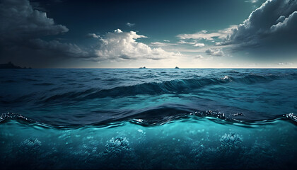 Fototapeta na wymiar Photo of Ocean, Sea Background Texture, Blue Texture, created with Generative AI Technology