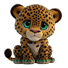 Cute Animation Cartoon Character Animal Jaguar Design Elements Isolated on Transparent Background: Clear Alpha Channel Graphic for Overlays Web Design, Digital Art, PNG Image (generative AI)