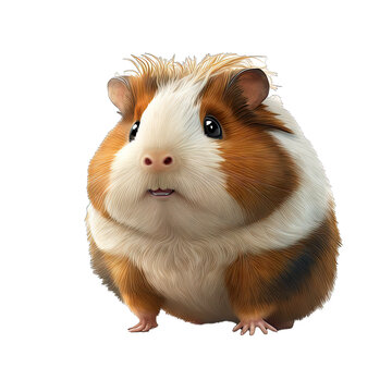 Cute Animation Cartoon Character Animal Guinea Pig Design Elements Isolated on Transparent Background: Clear Alpha Channel Graphic for Overlays Web Design, Digital Art, PNG Image (generative AI)
