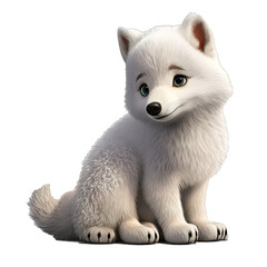 Cute Animation Cartoon Character Animal Arctic Wolf Design Elements Isolated on Transparent Background: Clear Alpha Channel Graphic for Overlays Web Design, Digital Art, PNG Image (generative AI)