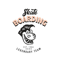 Cartoon skater skull character illustration. Vector graphic for apparel prints, posters and other uses.