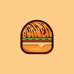 Burger typography logo design vector
