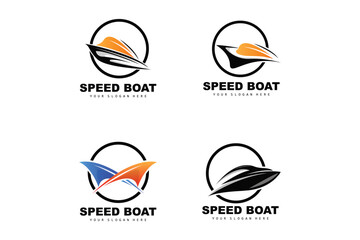 Speed Boat Logo, Fast Cargo Ship Vector, Sailboat, Design For Ship Manufacturing Company, Waterway Shipping, Marine Vehicles, Transportation