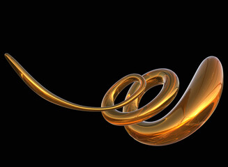 Gold oil water curl spiral 3D renderings