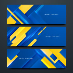 Intense Blue and Yellow Polygonal Abstract, Vector Banner for Graphic Design