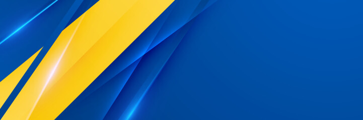 Playful Blue and Yellow Circle Abstract, Geometric Vector Banner Template