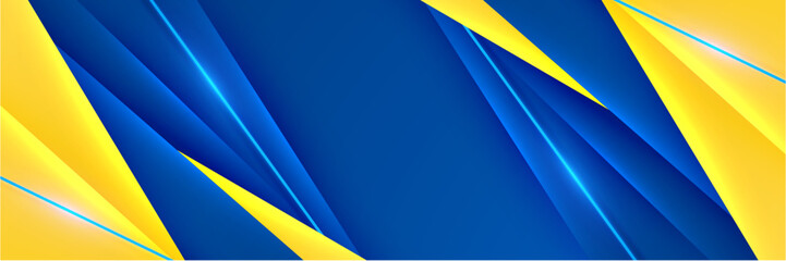 Artistic Blue and Yellow Rectangle Abstract, Vector Banner for Marketing