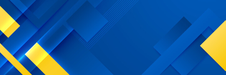 Minimal Blue and Yellow Square Abstract, Vector Banner for Web Design