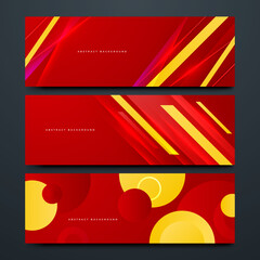 Set of Modern Red and yellow abstract geometric design banner