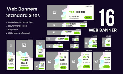 Yoga and spa beauty parlor web set creative banner template design for social media posts