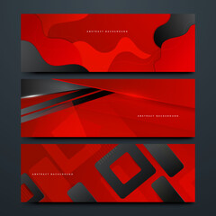 Set of Modern Red and yellow abstract geometric design banner