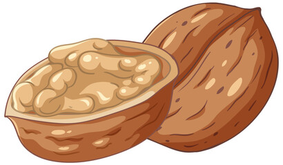Isolated simple walnut cartoon