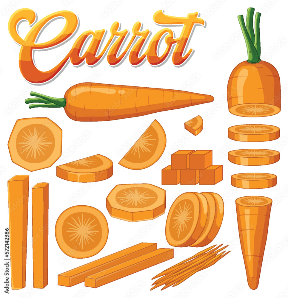 Wall mural Set of carrot cartoon isolated