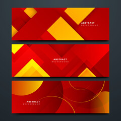 Fototapeta premium Set of modern red and yellow abstract geometric design banner background