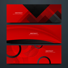 Fototapeta premium Set of modern red and black abstract geometric design banner background