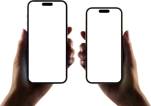 Iphone 14 Pro And Iphone 14 Pro Max In Hand. Iphone 14 Smartphone Blank Screen PNG