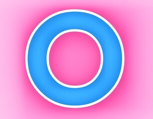 Capital Letter O alphabet uppercase  or circle sign design template element. Blue icon at magenta background.