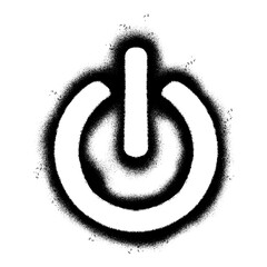 Spray Painted Graffiti shut down icon Sprayed isolated with a white background. graffiti Icon button on-off with over spray in black over white.