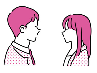 向かい合う男女のイラスト