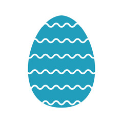 Turquoise easter egg with wide waves. Vector illustration