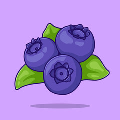 cartoon blueberries, blueberries, multicolored doodle icon. Vector illustration with blueberry berries with leaves
