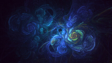 3D rendering abstract blue fractal light background