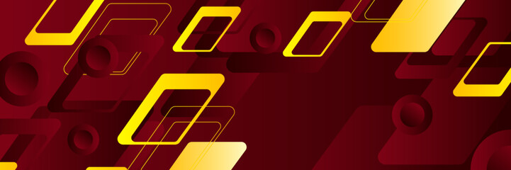 Vector Illustration of Bold Dark Red and Yellow Banner Background - Ideal for Promotions and Advertising