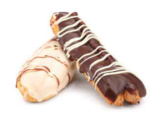 Yummy eclairs isolated on white background