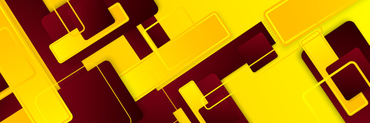 Vector Illustration of Bold Dark Red and Yellow Banner Background - Ideal for Promotions and Advertising