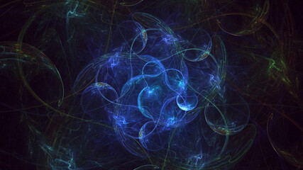 3D rendering abstract blue fractal light background