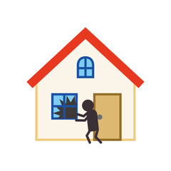 シンプルな住宅と防犯のイラスト
