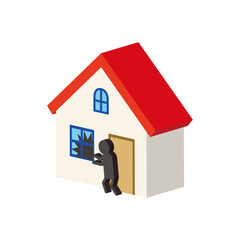 シンプルな立体感のある住宅と防犯のイラスト