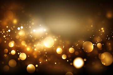 Abstract background with golden circles, bokeh effect, Generative AI