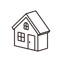 モノクロのシンプルな立体感のある住宅のイラスト
