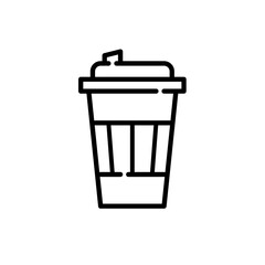 Reusable plastic coffee cup. Environment conservation zero waste initiative. Pixel perfect, editable stroke icon