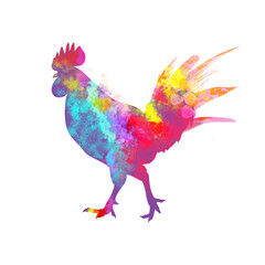 Watercolor chicken drawing, silhouette of a rooster, Watercolor hen art, chicken, Png, Transparent, poultry