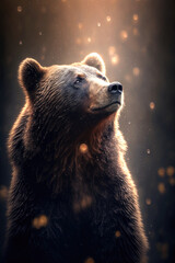 brown bear portrait in the sunerise