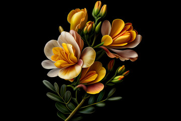 Obraz na płótnie Canvas Freesia Flowers, Illustration, Generative AI