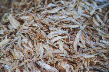 Fototapeta premium Dried small fish is a food processing in Thailand.